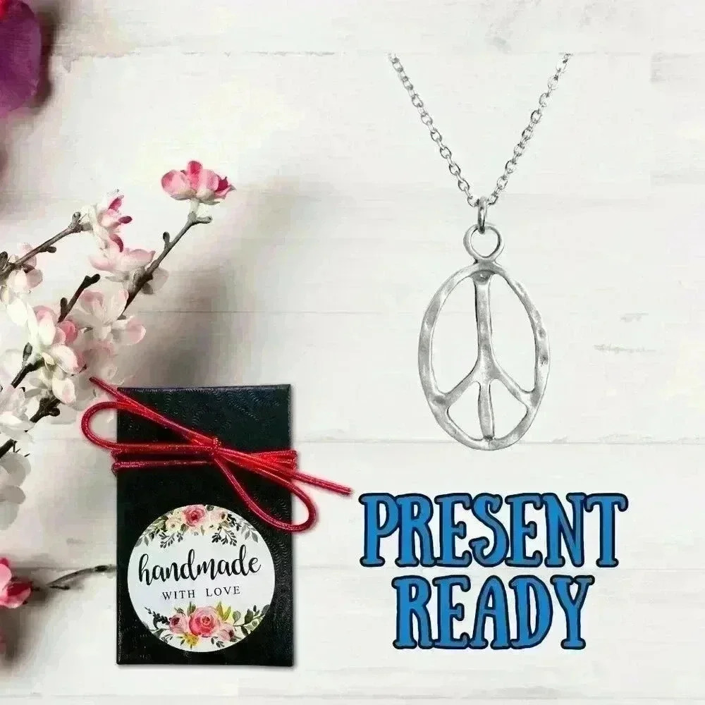 Peace sign necklace hippie accessories hippie jewelry for women stainles… - Picture 5 of 8